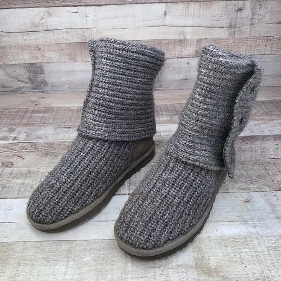 UGG Australia Womens Gray S/N 5819 Mid Calf Knitted Winter Boots Size US 6 - Picture 6 of 11
